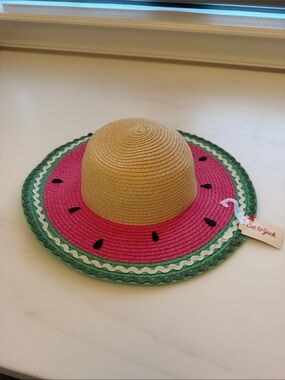 NWT Cat & Jack Straw Sun Hat in Pink, Green, Natural
